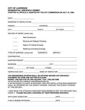 Download Residential Driveway bPermitb Application - City of bb