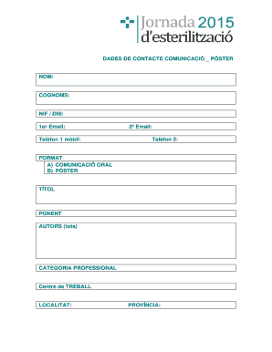 Poster Presentation Communication Form