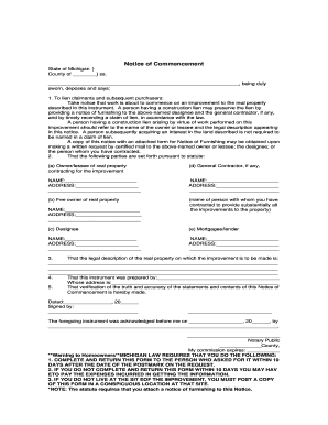 Michigan Notice of Commencement