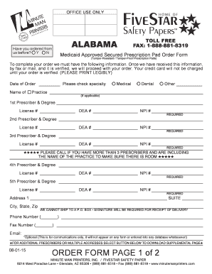 Medicaid Approved Prescription Pad Order Form