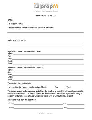 30 Day Notice to Vacate