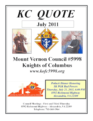 Word calendar 2019 - July 2011 Mount Vernon Council #5998 Knights of Columbus - kofc5998