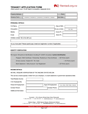 New Zealand Tenancy Application Form