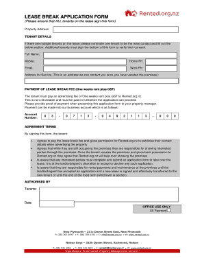 Lease Break Application Form