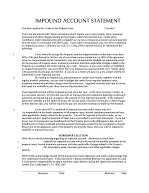 California Impound Account Statement