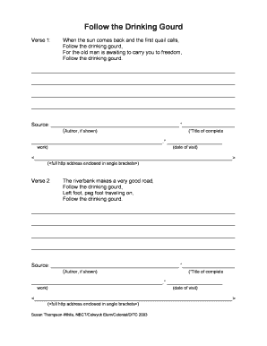 Follow the Drinking Gourd Worksheet