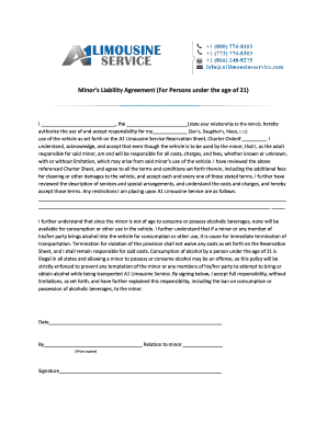 Minor’s Liability Agreement