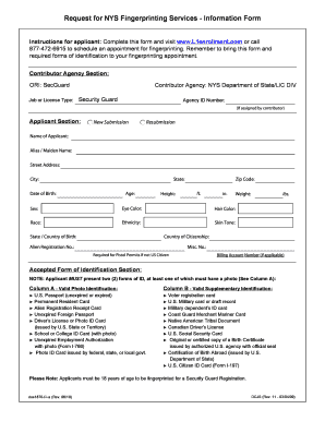 NYS Fingerprinting Services Request Form