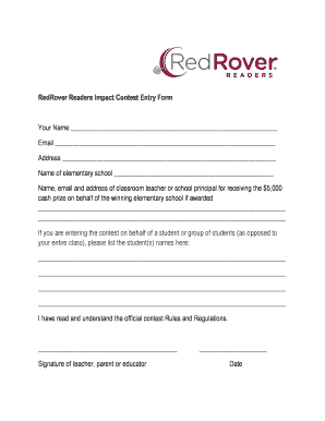 RedRover Readers Impact Contest Entry Form