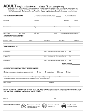 Adult Registration Form