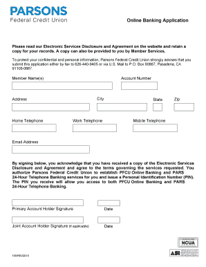 Parsons Federal Credit Union Online Banking Application