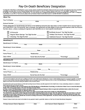 Pay-On-Death Beneficiary Designation Form