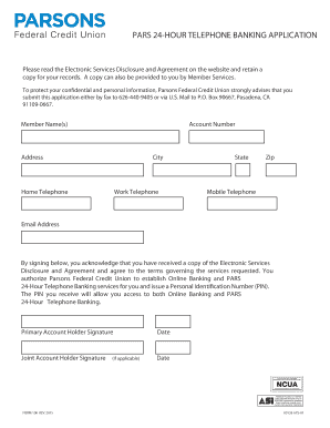 Parsons Federal Credit Union 24-Hour Telephone Banking Application