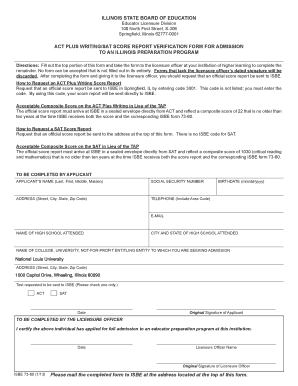 Illinois ACT/SAT Score Report Verification Form