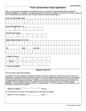 Youth Conservation Corps Application