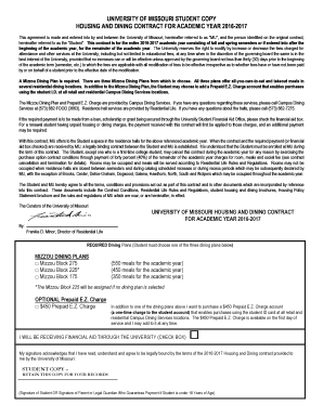 University of Missouri Housing and Dining Contract