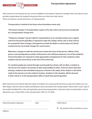 Transportation Agreement