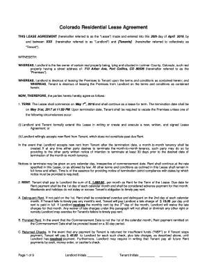 Colorado Residential Lease Agreement
