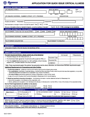 Quick Issue Critical Illness Application