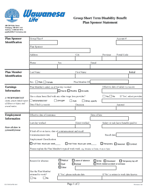 Short Term Disability Benefit Claim Form