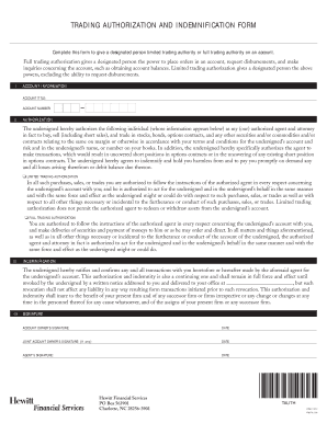 Trading Authorization and Indemnification Form