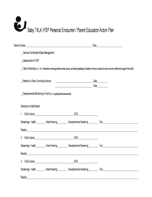 IFSP Parent Education Action Plan