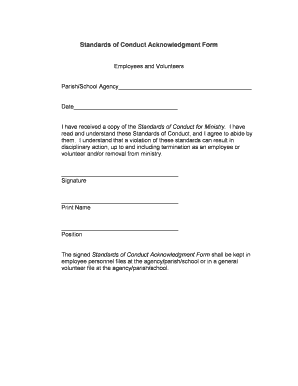Standards of Conduct Acknowledgment Form