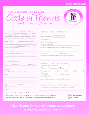McGrath Foundation Direct Debit Request