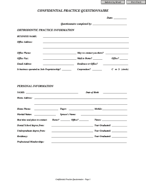 Orthodontic Practice Information Questionnaire