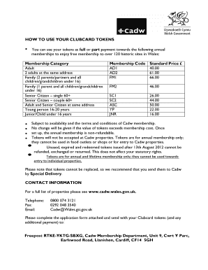 Cadw Membership Application Form