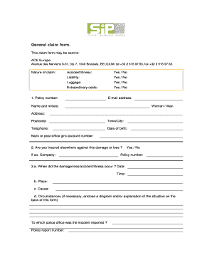 General Claim Form