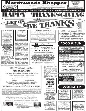 Northwoods Shopper Free Want-Ad Order Form
