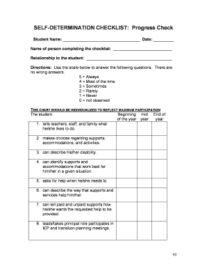 Self-Determination Checklist for Students