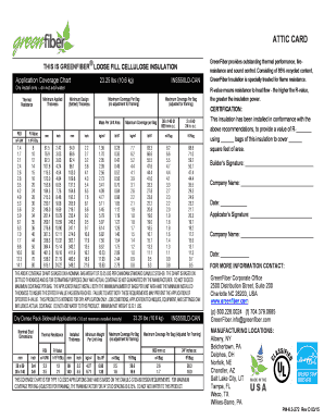 GreenFiber Insulation Installation Certificate