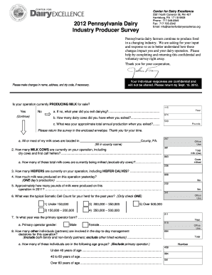 Pennsylvania Dairy Industry Producer Survey