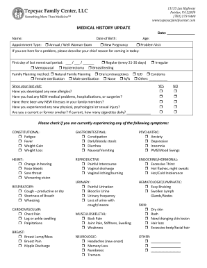Medical History Update Form