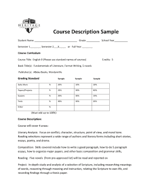 English 9 Course Curriculum Form