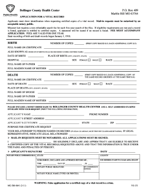 Missouri Vital Record Application