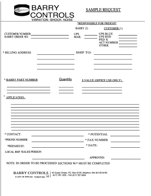 Barry Controls Sample Request Form
