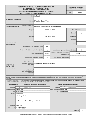 UK Electrical Installation Periodic Inspection Report