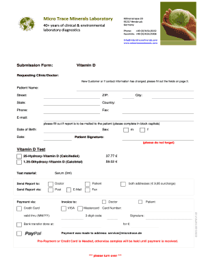 Vitamin D Test Submission Form