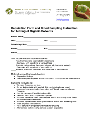Requisition Form and Blood Sampling Instruction