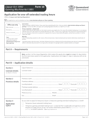 Queensland One-Off Extended Trading Hours Application