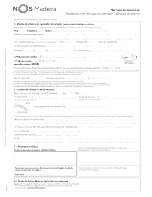 Pedido de manutenção de número/ Alteração de serviço