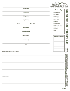 To get our Business Profile Form - Heart of Appalachia