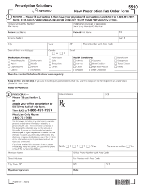 New Prescription Fax Order Form
