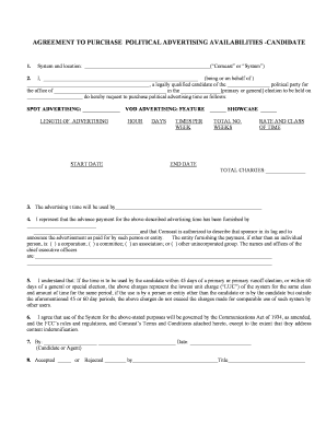 Agreement to Purchase Political Advertising