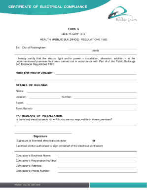 Certificate of Electrical Compliance