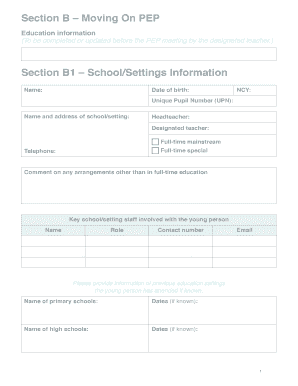PEP Education Information Form