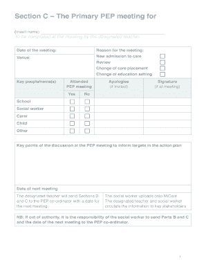 Primary PEP Meeting Form
